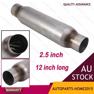 1x 2.5" Exhaust Hotdog Resonator Muffler Glass Pack 12" Long High Flow - Picture 1 of 14