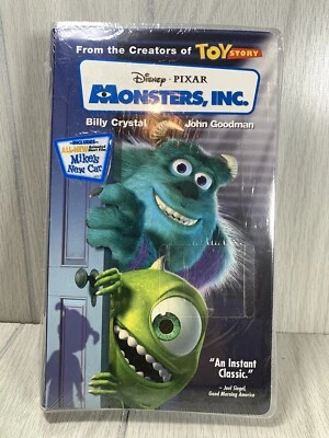 Vtg 2001 DISNEY PIXAR MONSTERS INC. VHS CLEAR CLAMSHELL BLUE Goodman Crystal Foto 1 de 4