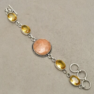 Orange Aventurin Edelstein 925 Sterlingsilber Armband Handarbeit Schmuck 7-8 ... - Bild 1 von 4