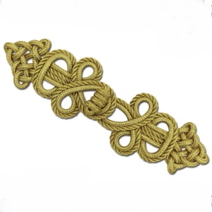 1x Uniform Knot Buttons Applique Patch Baroque Suit Costume Cord Accessory Gold - Picture 1 of 11