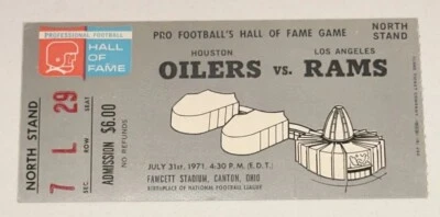 Oilers Rams HOF Game Ticket Stub Jim Brown Vince Lombardi 7/31/1971 NFL - Image 1 of 2