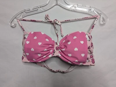 Hot Topic Hello Kitty Collab Pink Polka Dot Swim Top Size Medium - Image 1 of 4