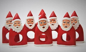 Handbemalte Holz Weihnachtsmann Serviettenringe Weihnachten Urlaub Tischdeko 8 Stück - Bild 1 von 12