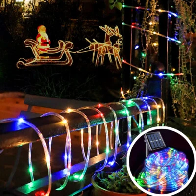Outdoor Solar Rope LED Lights String Fairy Waterproof Lights Garden Fence Yard - Image 1 of 4
