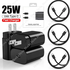 25W Dual Type C USB-C Cable Super Fast Wall PD Charger Block For Samsung Android - Picture 1 of 15