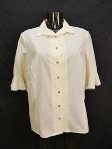 Gr.46 Trachtenbluse Bluse creme Baumwollmischung Adler mit Spitze TB5647 - Bild 1 von 4