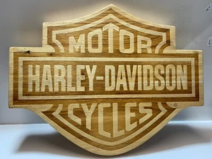 GRAND LOGO EN BOIS HARLEY-DAVIDSON  15 X 12 PAR 1 POUCE D'ÉPAIS ! - Photo 1 sur 3