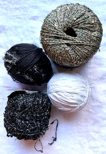 Stacy Charles Crystal Yarn w/Sequins "Sunbeam" & Fantacia Tesoro Black w/Silver - Picture 1 of 12