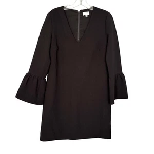 Witchery Womens V-Neck Crepe Knee Length Oversized Shift Dress Goth Black 8 - Picture 1 of 11