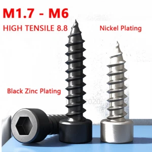 M2-M6 Allen Hex Hexagon Socket Cap Round Head Self Tapping Wood Screw Grade 8.8 - Picture 1 of 5
