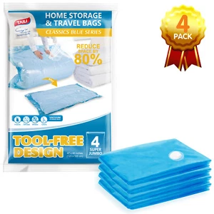 TAILI 4 PACK Flat extra large Vacuum storage bags space save for cloths blanket - Picture 1 of 8