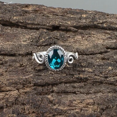 Ovalado Apatita 925 Plata Fiesta Ropa Boda Alianza Declaración Madre Anillo Joyería Foto 1 de 4