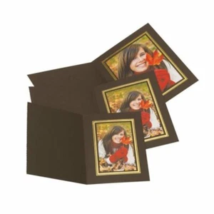 10 x Memorie Brown Cardboard Portrait Upright Folders- Photo 8" x 6" Gold Border - Picture 1 of 12