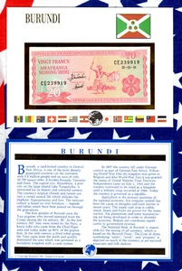 E Banknotes of All Nations Burundi 20 Francs 1991 P-27c.1 UNC CE239919 - Picture 1 of 3
