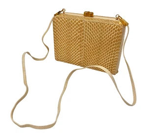 Vintage Gucci Clutch Schultertasche Schlangenleder Beige Hardcase - Bild 1 von 12