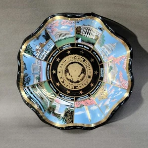 VTG MCM Houze Art Glass Washington DC Souvenir Black Glass Nut Candy Dish Bowl - Picture 1 of 9