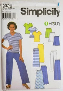 2001 Simplicity Pattern 9628 Misses' Knit Top Skirts Pants S-M-L-XL Uncut - Picture 1 of 4