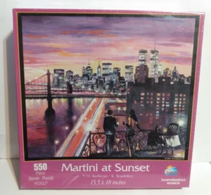 Martini At Sunset 550 Piece Jigsaw Puzzle New York Twin Towers New SunsOut - Picture 1 of 7