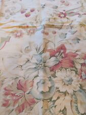1.5 Yards Vintage Printed Linen Faded Flowers With Bird And Berries