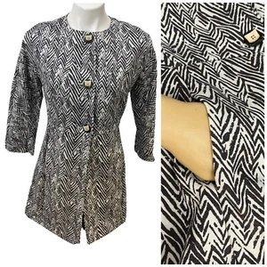 Cabi Jacke Style #3034 Damen klein grau weiß Zick Zack Zebra Ponte Strick Taschen - Bild 1 von 14