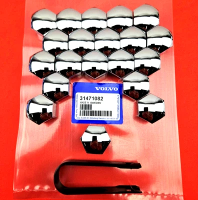 Juego de 20 tapas de tornillos de rueda originales Volvo cromadas XC90, V40, V90, XC60 - 31471082 Foto 1 de 4