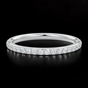 Engagement Band Round Cut 14k White Gold 1 Carat Certified Lab Grown Diamond - Picture 1 of 10