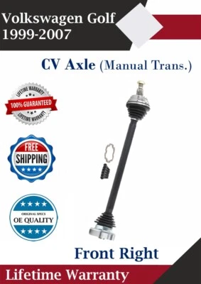 Eje delantero derecho CV para Volkswagen Golf 1999-2007 transmisión manual Garantía de por vida. Foto 1 de 4