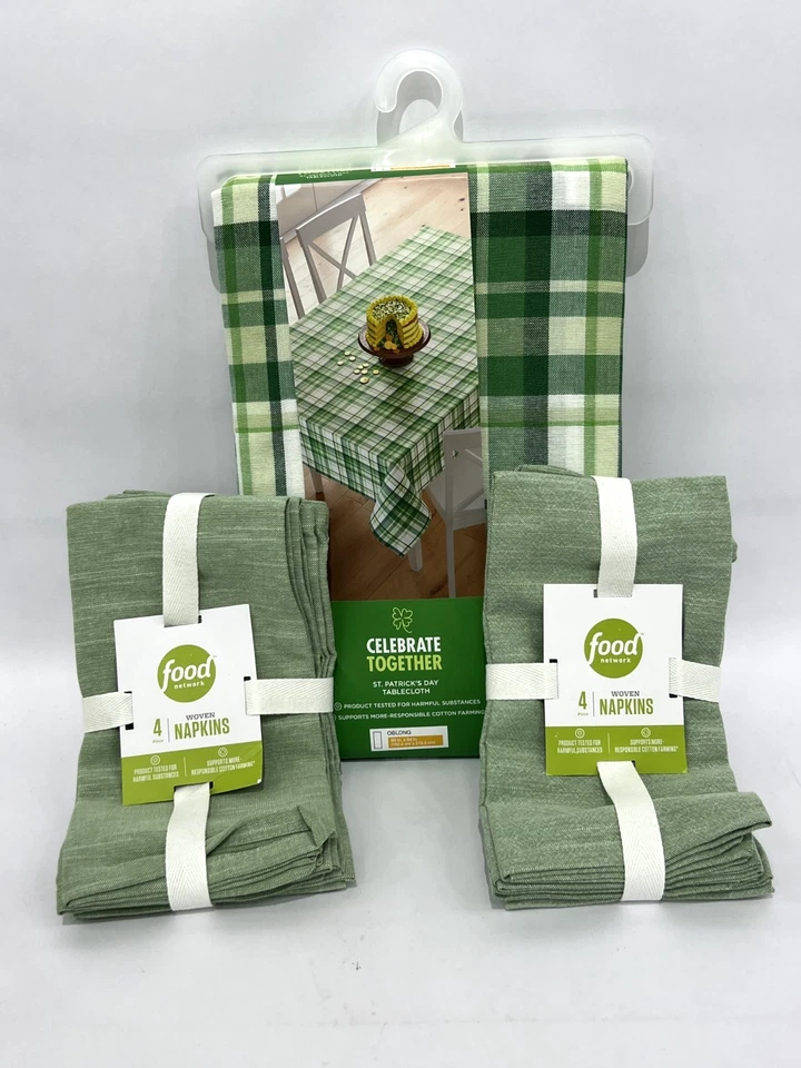 Lot 3 Celebrate Together St. Patrick's Day Table Cloth, Food Network Napkins NEW - Image 1 of 4