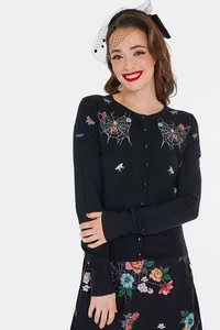 Retro Vintage Floral Moth Embroidered Style Cardigan - Picture 1 of 5