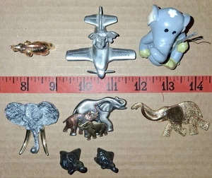 Collection of 8 Elephant Pins and Ornaments Airplane is PEWTER others Metal - Bild 1 von 6