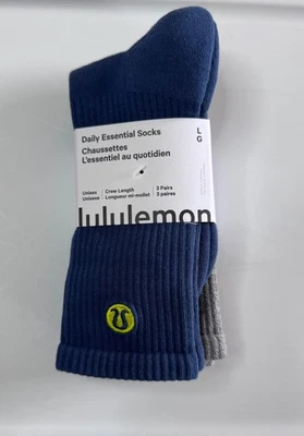 Nuevo paquete de 3 calcetines esenciales diarios Lululemon grandes multicolores hasta la pantorrilla $38 nuevos con etiquetas Foto 1 de 4