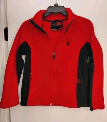  Spyder Jacket Youth M Long Sleeve Full Zip Pockets Black Red, Ski, Winter Sport - Image 1 of 4