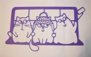 Gato Selfie Decoración de Pared Impreso en 3D Línea Minimalista Arte PÚRPURA Gatos Humor Divertido - Imagen 1 de 3