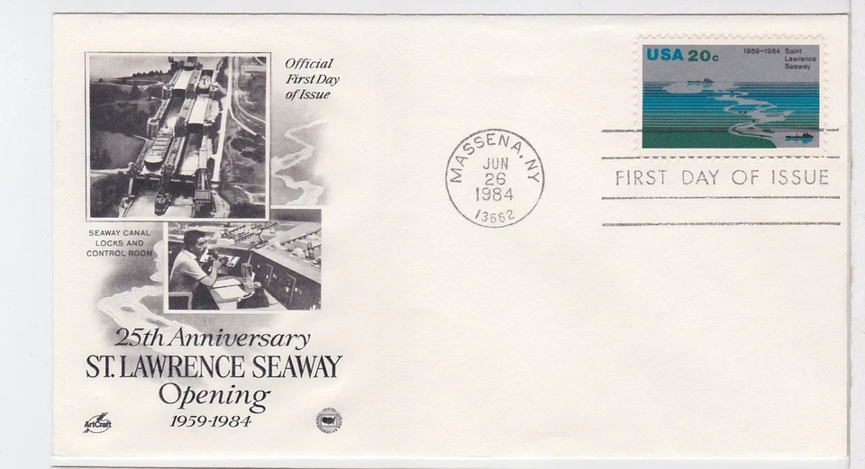 TurtlesTradingPost- St Lawrence Seaway Opening 1984 #2091 FDC Artcraft Variety - Image 1 of 1