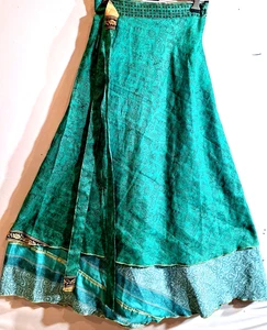 Incredible-art Vintage Silk Sari Magic Wrap Skirt Reversible Double Layer skirt, - Picture 1 of 6