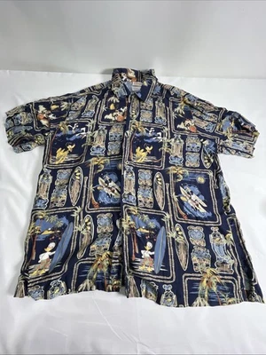 Camisa Disney World Hombres L Abotonada Playa Hawaiana Mickey Mouse Vacaciones Camisa Foto 1 de 3