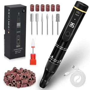 Nail Drill Cordless 35000RPM Rechargeable Professional Electric Nail Drill Kit W - Picture 1 of 12