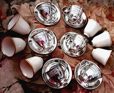 Scrap/Use Antique GHF Sterling Demitasse Cup Set of 6 1920's, No Mono $1 Start - Image 1 of 4