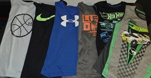 Boys Mixed Lot 5 Shirts, 1 Tank, Size 7, Hot Wheels, Nike, Under Armour - Picture 1 of 19