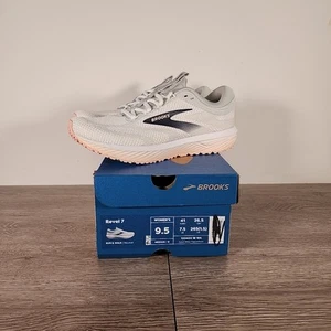 Brooks Women's 9.5 Revel 7 Running Shoes Updated comfort collar Grey/White/Pink - Picture 1 of 8