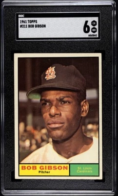 1961 Topps Béisbol Bob Gibson SGC 6 Centro Salón de la fama Foto 1 de 2