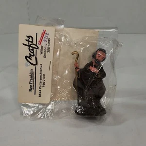 Vintage Joseph Figure Nativity Scene Replacement Beard Shepherds Crook Brown - Picture 1 of 4