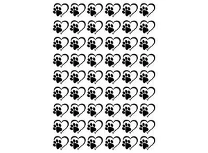 Calcomanías de vidrio fundido negras de 0,5 pulgadas con estampado de pata de corazón 54 piezas - Imagen 1 de 1