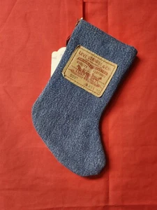 Weihnachtsstrumpf 9,5" blau Jeans Denim Western Cowboy Leder Etikett Upcycling - Bild 1 von 3