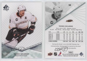 2011-12 SP Authentic Teemu Selanne #98 HOF