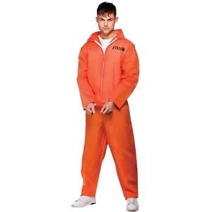 Mens Orange Convict Suit Fancy Dress Up Party All In One Halloween Party Costume - Picture 1 of 1