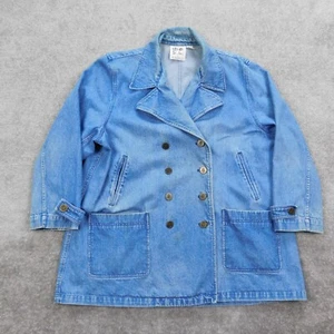 Vintage Liz Claiborne Jean Jacket Street Styles Womens 20 Denim Yellow STAINS - Picture 1 of 20