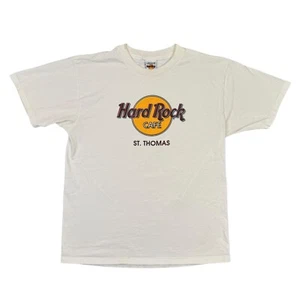 Hard Rock Cafe T Shirt St Thomas Mens Large White Graphic Tee Vintage 90s Y2K - Picture 1 of 10