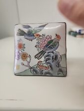 Vintage HFP Macau Lidded Trinket Gilding Box Hand painted Birds & Flowers