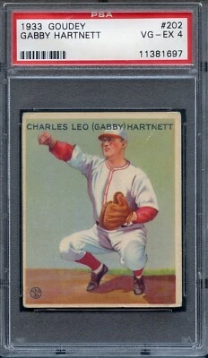 1933 Goudey #202 Gabby Hartnett PSA 4 Tough Card! HOF Chicago Cubs 1697 - Image 1 of 2